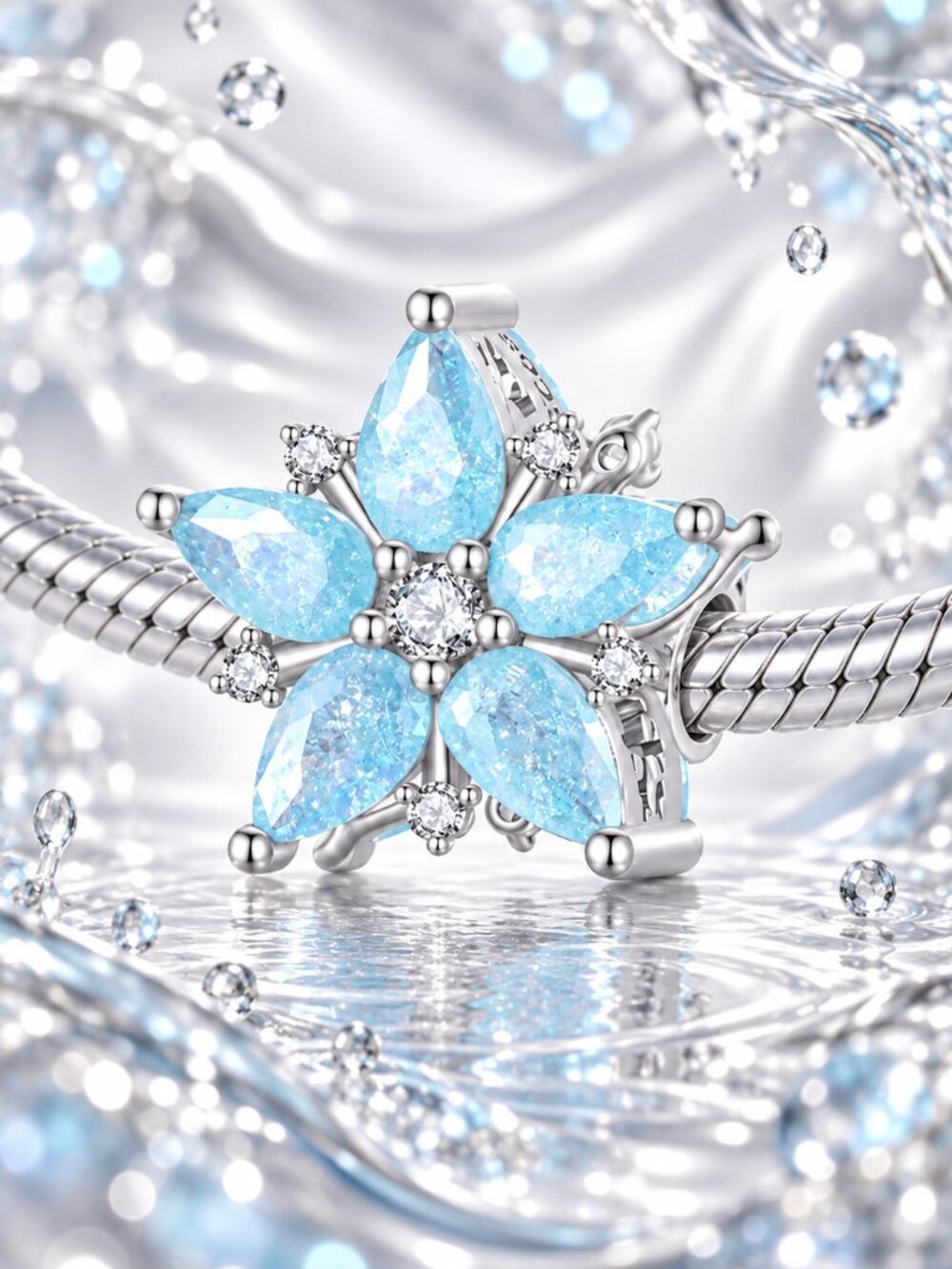 Stunning Snowflake Charm with Blue Crystals